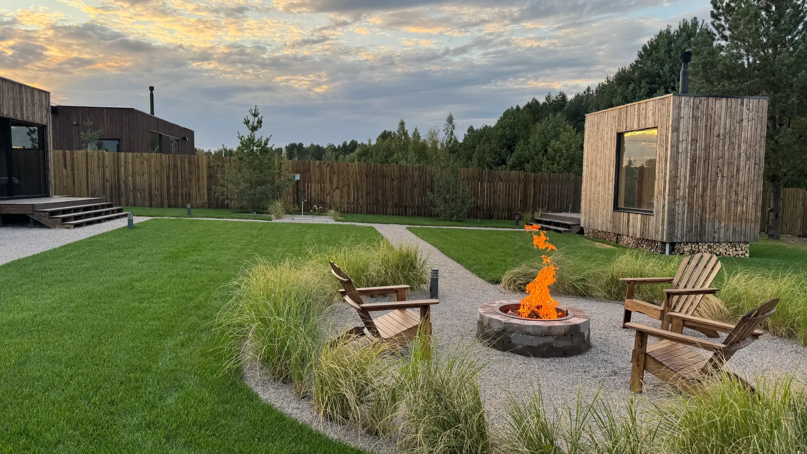 Fire pit at sunset