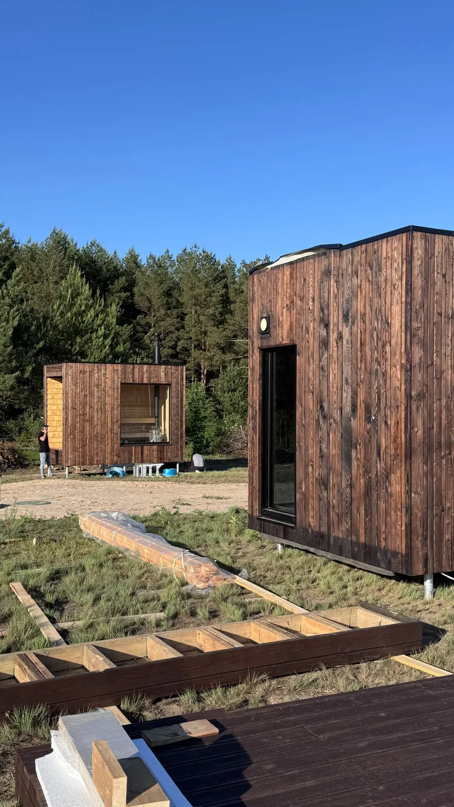 Two Spring River eco-hotel cabins among the pines