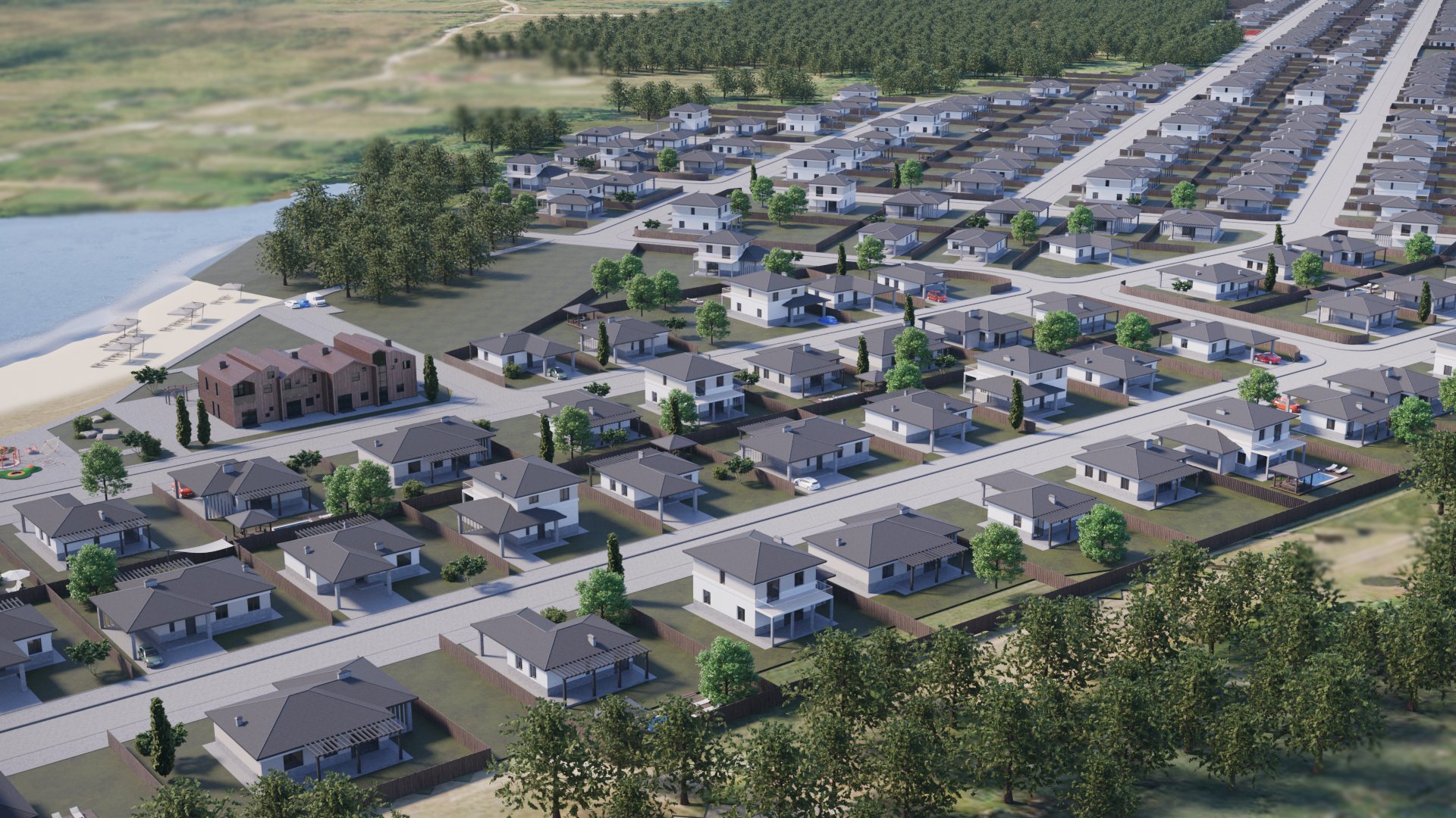 Render: a street lined with houses